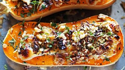 Bakt gresskar: Flaskegresskar med chèvre