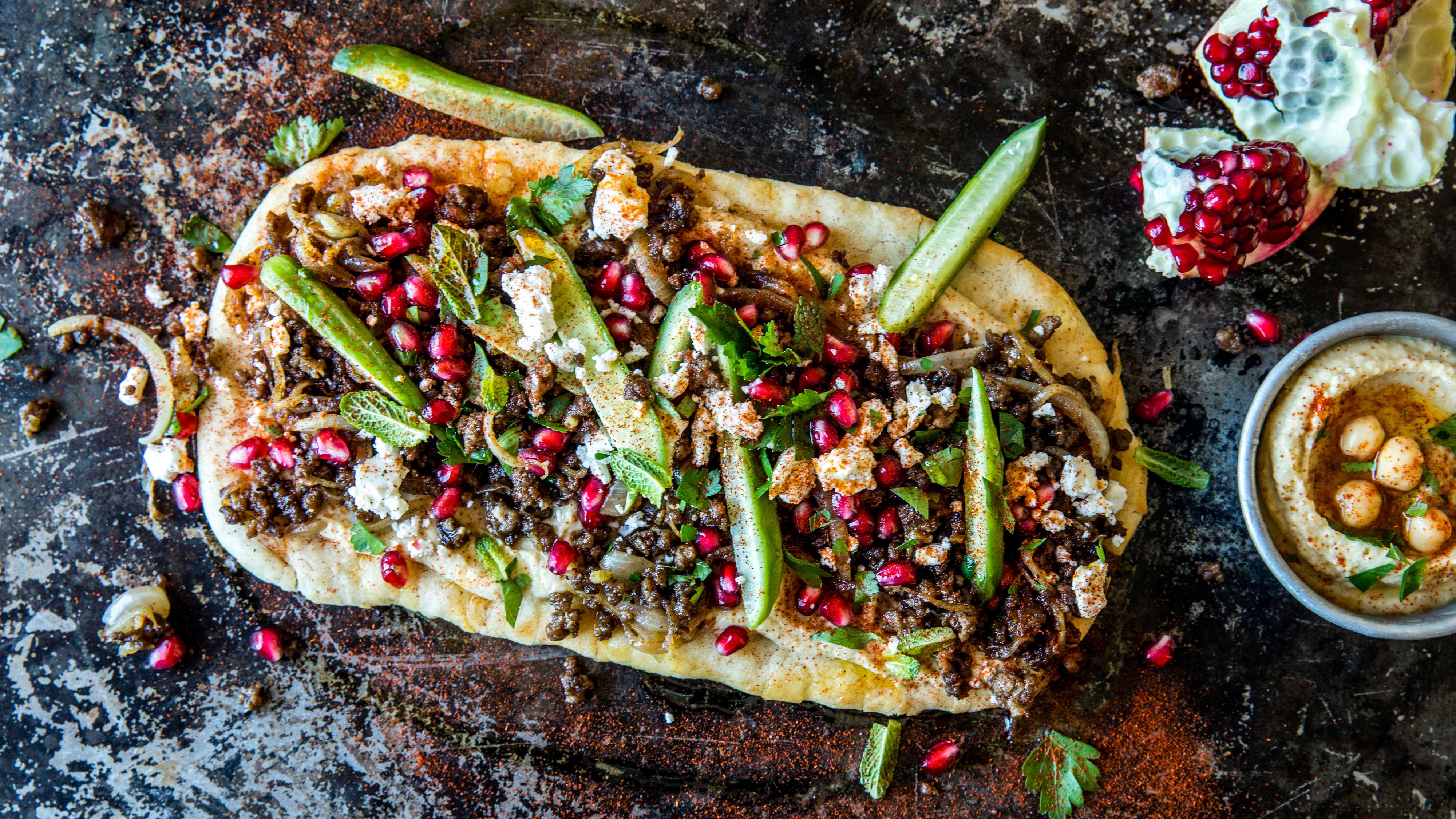 Nanbrødpizza med kjøttdeig