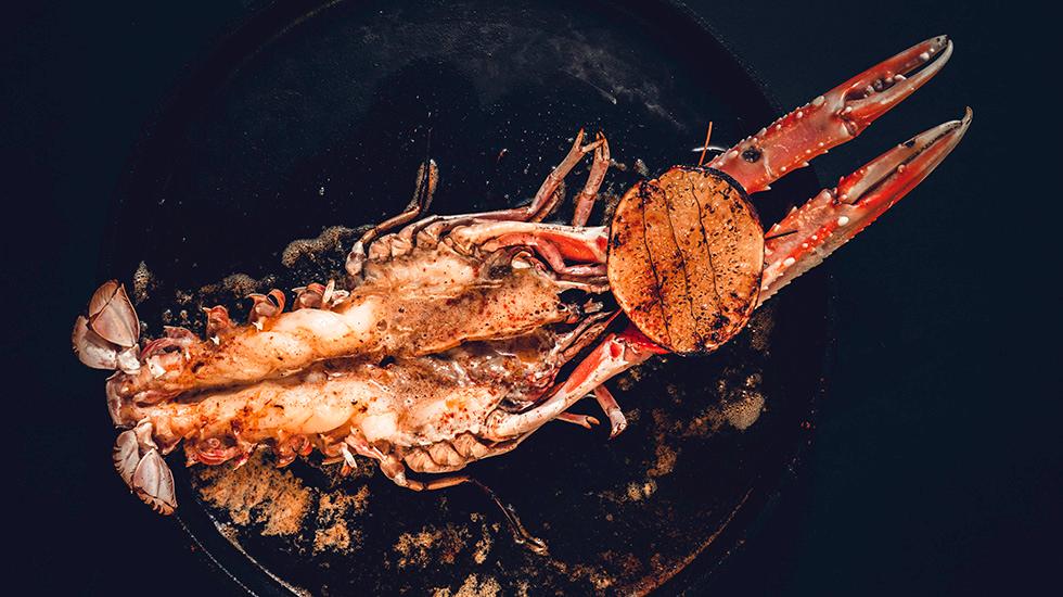 Pintxos - Grillet sjøkreps med safran- og paprikasmør