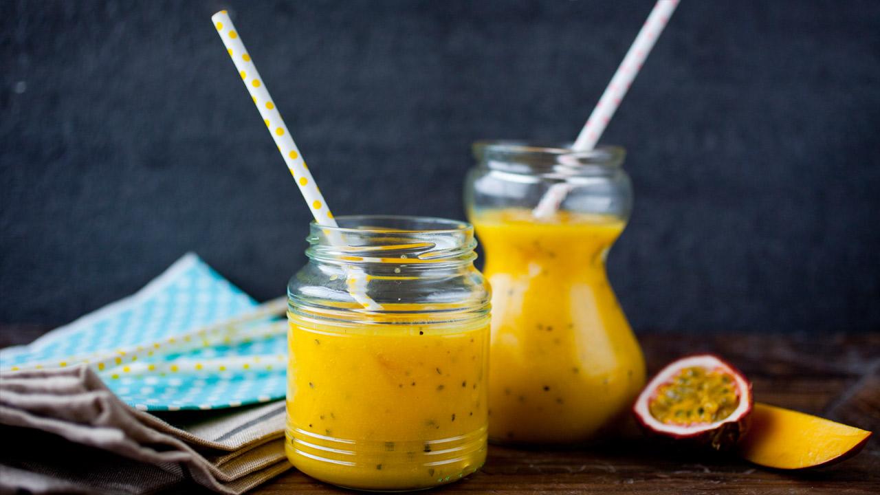 Mango-shake med pasjonsfrukt og ingefær