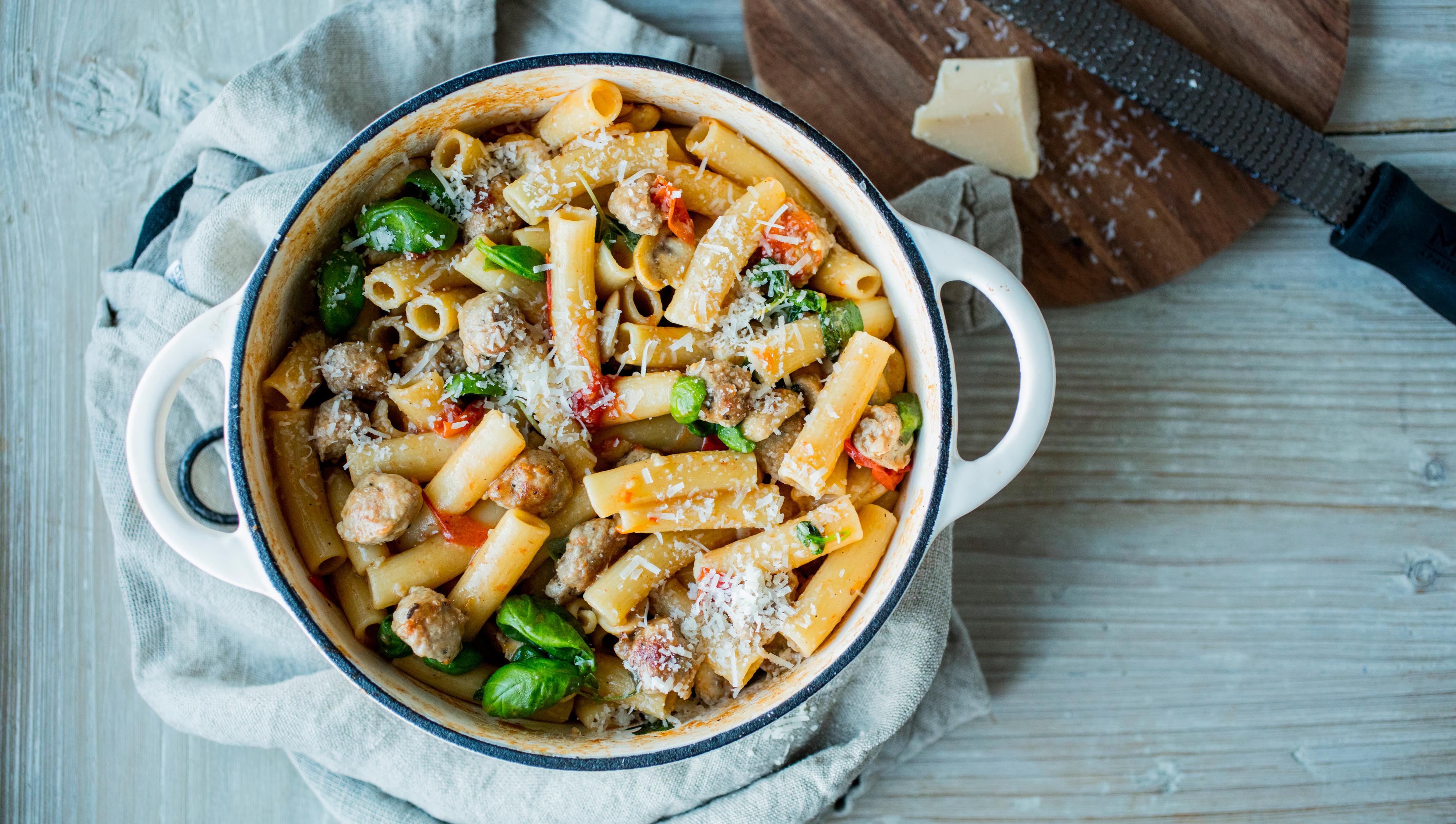 One pot pasta - Pasta med salsiccia